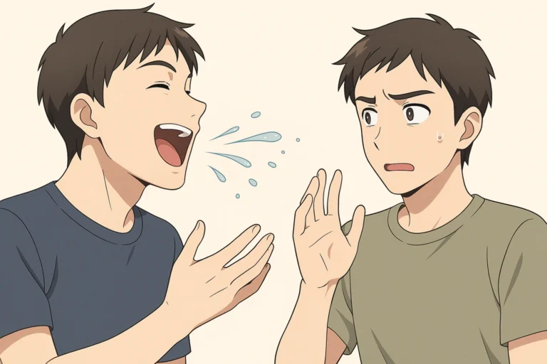 しゃべりながら唾を飛ばす人