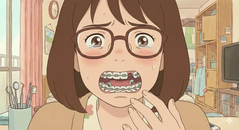 ブラケットが外れた女性